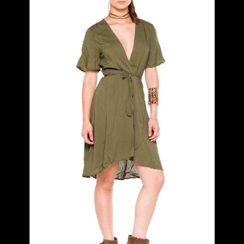 Olive Wrap Dress